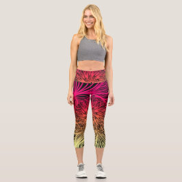 Abstrakte Blume in wirbelnden Linien Capri Leggings