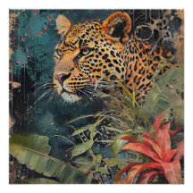 Abstrakte Blume Jungle Cat Landschaft