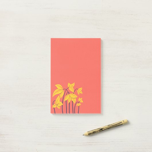 Abstrakte Blume Korallengelbe, geometrische Formen Post-it Klebezettel (Auf Schreibtisch)