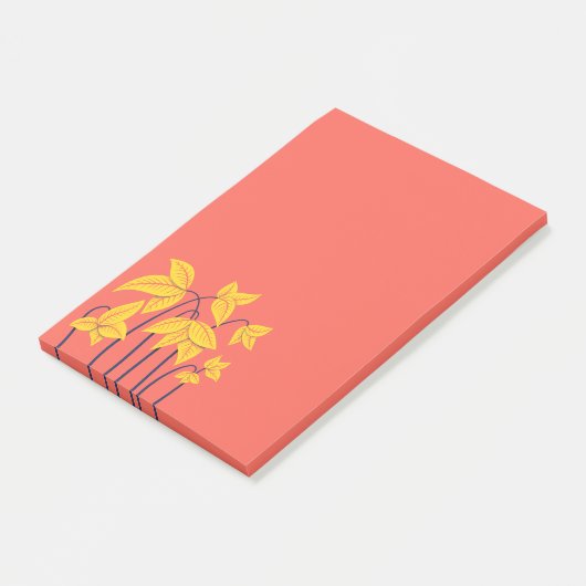 Abstrakte Blume Korallengelbe, geometrische Formen Post-it Klebezettel (angewinkelt)