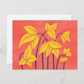 Abstrakte Blume Korallengelbe, geometrische Formen Postkarte (Vorne/Hinten)