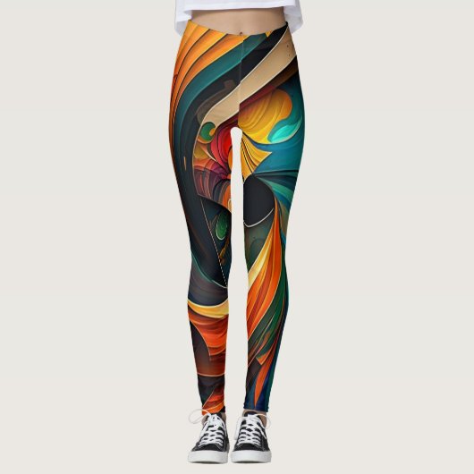 Abstrakte Blume Leggings (Vorderseite)