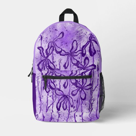 Abstrakte Blume Lila Bedruckter Rucksack (Vorderseite)