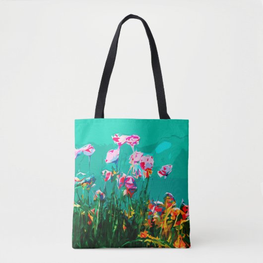 Abstrakte Blume Malerei aquamarin rosa Orange Tasche (Vorderseite)