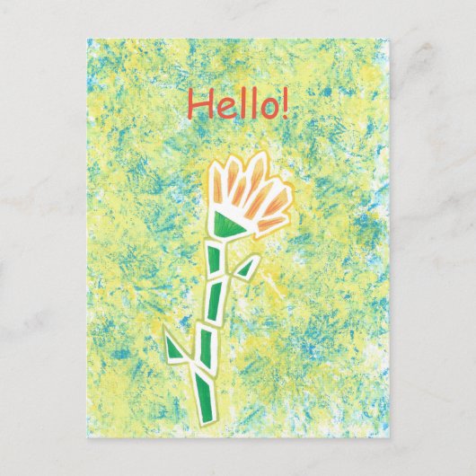 Abstrakte Blume Malerei Hallo Postkarten (Vorderseite)