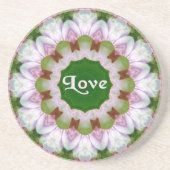 Abstrakte Blume Mandala mit Liebe optional Text Getränkeuntersetzer (Vorne)