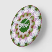 Abstrakte Blume Mandala mit Liebe optional Text Runde Wanduhr (Winkel)