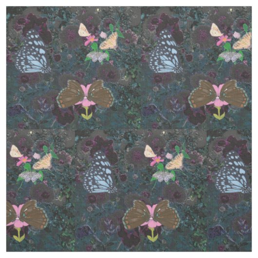 Abstrakte Blume mit gestrichenen Schmetterlingen Stoff (Muster)