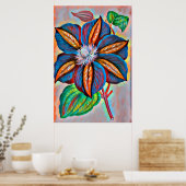 abstrakte Blume mit Regenbogenfarben Poster (Küche)