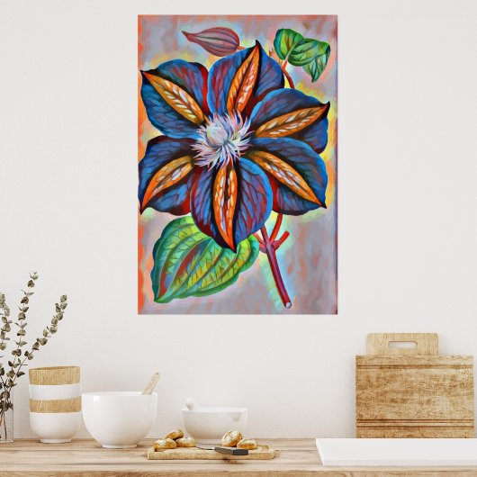 abstrakte Blume mit Regenbogenfarben Poster (Küche)