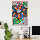 abstrakte Blume mit Regenbogenfarben Poster (Heimbüro)