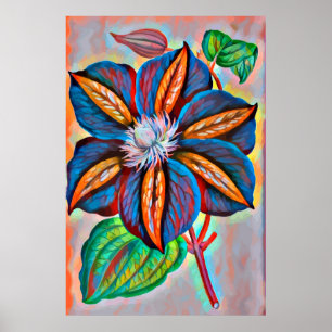 abstrakte Blume mit Regenbogenfarben Poster