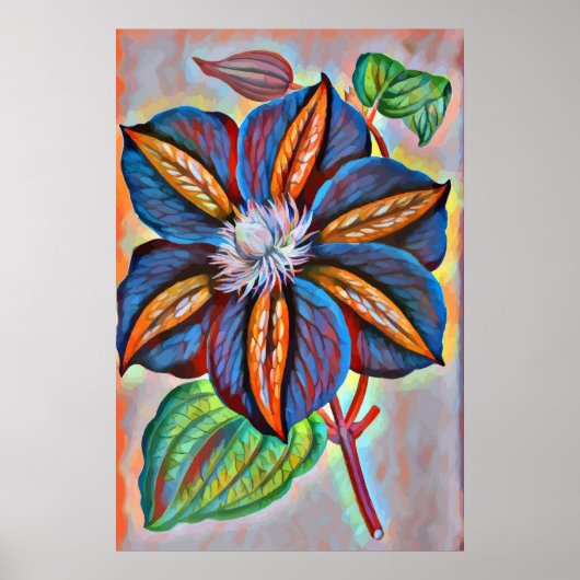 abstrakte Blume mit Regenbogenfarben Poster (Vorne)