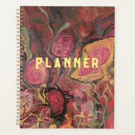 Abstrakte Blume mit Rot Rosa und Gold Planer