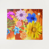 Abstrakte Blume mit Sonnenuntergang - farbenfrohe  Wandteppich (Vorderseite (Horizontal))