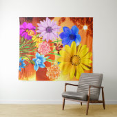 Abstrakte Blume mit Sonnenuntergang - farbenfrohe  Wandteppich (Beispiel (Horizontal))