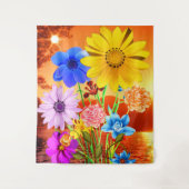 Abstrakte Blume mit Sonnenuntergang - farbenfrohe  Wandteppich (Vorderseite)