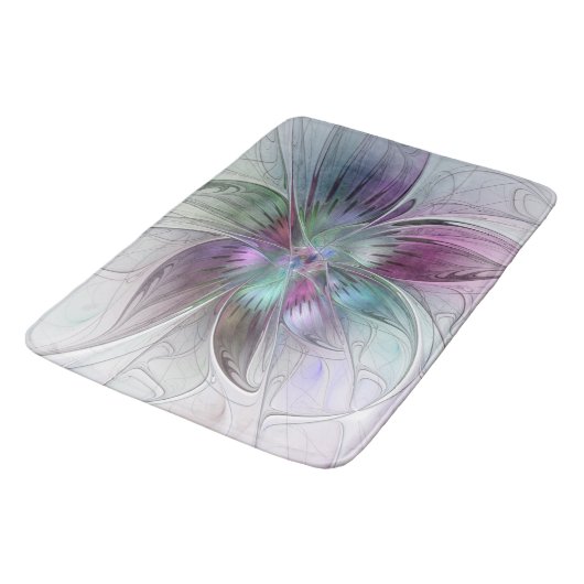 Abstrakte Blume Modernes Fraktal Kunst, Dichtung u Badematte (Schrägansicht)