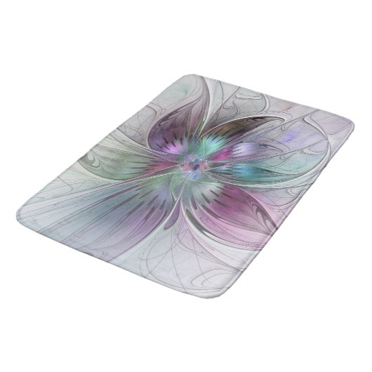 Abstrakte Blume Modernes Fraktal Kunst, Dichtung u Badematte (Schrägansicht)