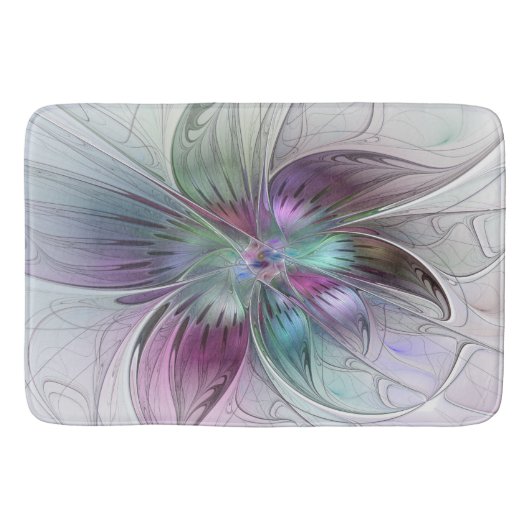 Abstrakte Blume Modernes Fraktal Kunst, Dichtung u Badematte (Vorderseite)