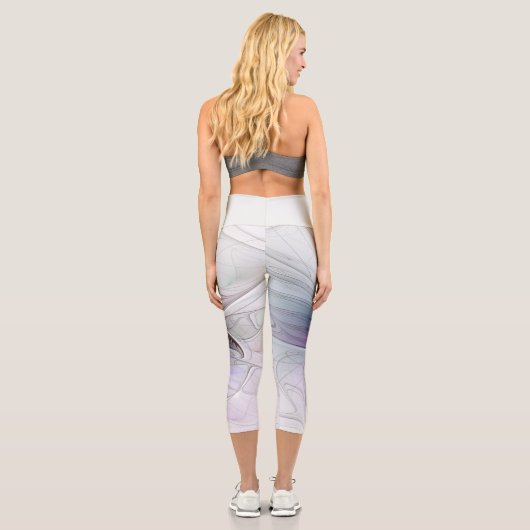 Abstrakte Blume Modernes Fraktal Kunst, Dichtung u Capri Leggings (Rückseite)