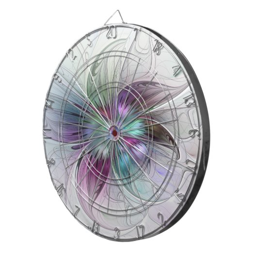 Abstrakte Blume Modernes Fraktal Kunst, Dichtung u Dartscheibe (Vorderseite rechts)