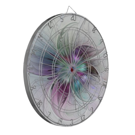 Abstrakte Blume Modernes Fraktal Kunst, Dichtung u Dartscheibe (Vorderseite Links)