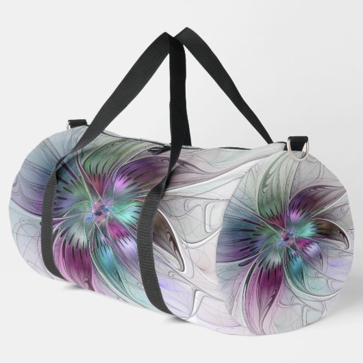 Abstrakte Blume Modernes Fraktal Kunst, Dichtung u Duffle Bag (Linke Ecke)