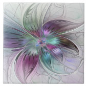 Abstrakte Blume Modernes Fraktal Kunst, Dichtung u Fliese (Vorderseite)