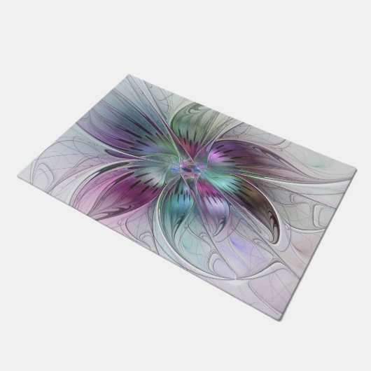 Abstrakte Blume Modernes Fraktal Kunst, Dichtung u Fußmatte (Schrägansicht)