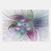 Abstrakte Blume Modernes Fraktal Kunst, Dichtung u Geschenkpapier Set (Vorderseite)