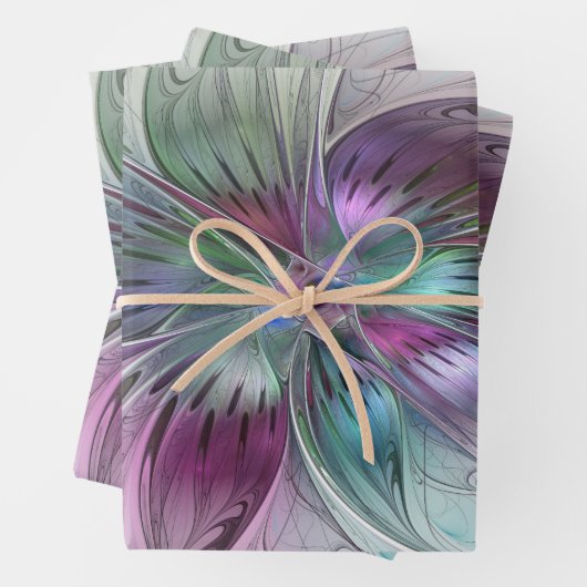 Abstrakte Blume Modernes Fraktal Kunst, Dichtung u Geschenkpapier Set (Beispiel)