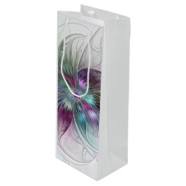 Abstrakte Blume Modernes Fraktal Kunst, Dichtung u Geschenktüte Für Weinflaschen