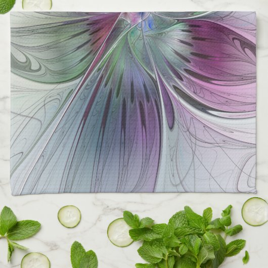 Abstrakte Blume Modernes Fraktal Kunst, Dichtung u Geschirrtuch (Gefaltet)