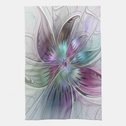 Abstrakte Blume Modernes Fraktal Kunst, Dichtung u Geschirrtuch (Vertikal)