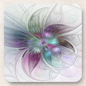 Abstrakte Blume Modernes Fraktal Kunst, Dichtung u Getränkeuntersetzer (Vorderseite)