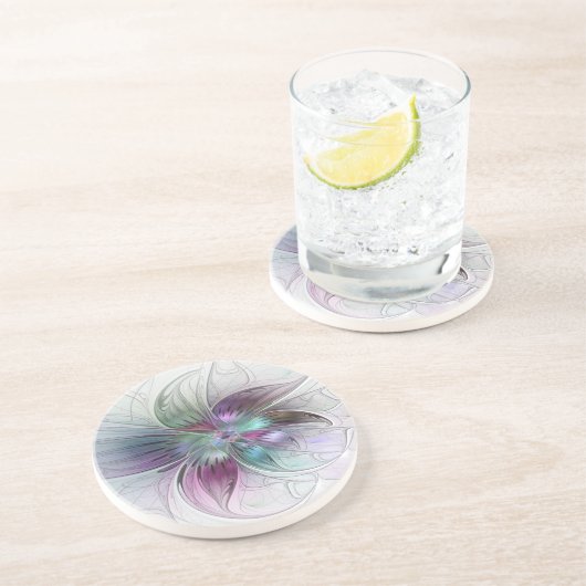 Abstrakte Blume Modernes Fraktal Kunst, Dichtung u Getränkeuntersetzer (Seite)