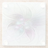 Abstrakte Blume Modernes Fraktal Kunst, Dichtung u Glasuntersetzer (Rückseite)