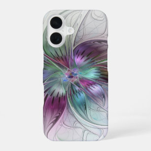 Abstrakte Blume Modernes Fraktal Kunst, Dichtung u iPhone 16 Hülle