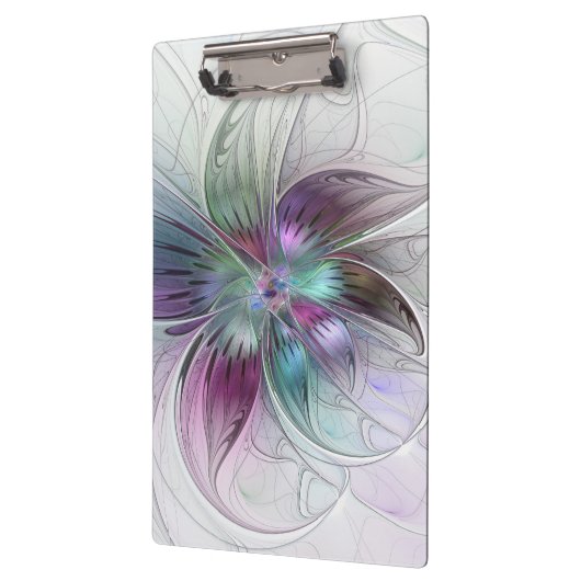 Abstrakte Blume Modernes Fraktal Kunst, Dichtung u Klemmbrett (Links)