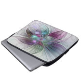 Abstrakte Blume Modernes Fraktal Kunst, Dichtung u Laptopschutzhülle (Vorne Knopf)