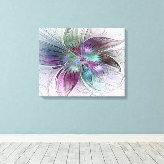 Abstrakte Blume Modernes Fraktal Kunst, Dichtung u Leinwanddruck (Insitu (Holzboden))