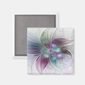 Abstrakte Blume Modernes Fraktal Kunst, Dichtung u Magnet (Vorderseite/Rückseite)