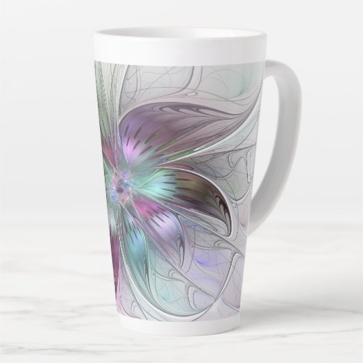 Abstrakte Blume Modernes Fraktal Kunst, Dichtung u Milchtasse (Rechte Ecke)