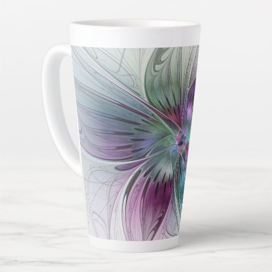 Abstrakte Blume Modernes Fraktal Kunst, Dichtung u Milchtasse (Linke Ecke)