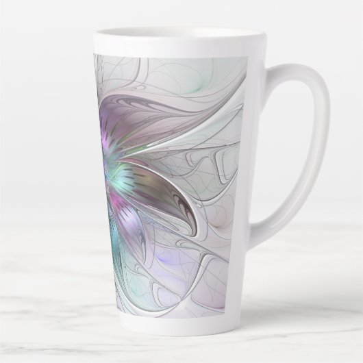 Abstrakte Blume Modernes Fraktal Kunst, Dichtung u Milchtasse (Rechts)