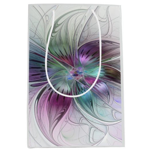 Abstrakte Blume Modernes Fraktal Kunst, Dichtung u Mittlere Geschenktüte (Vorderseite)