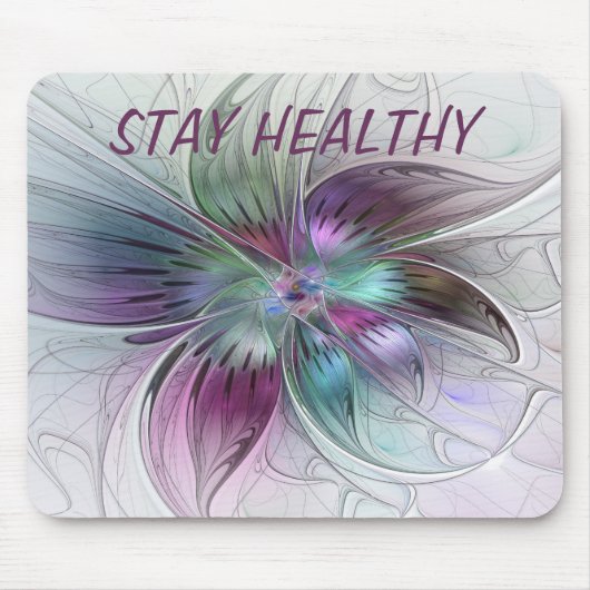 Abstrakte Blume Modernes Fraktal Kunst, Dichtung u Mousepad (Vorne)
