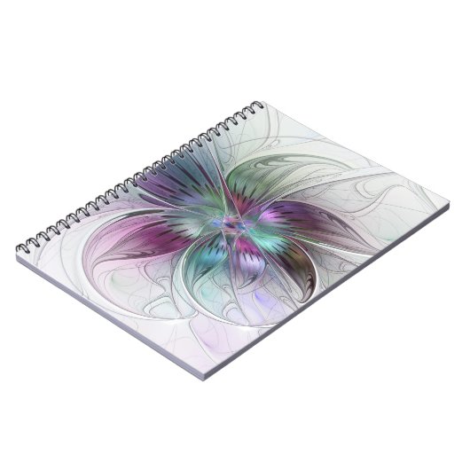 Abstrakte Blume Modernes Fraktal Kunst, Dichtung u Notizblock (Linke Seite)