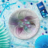 Abstrakte Blume Modernes Fraktal Kunst, Dichtung u Pappteller (Party)